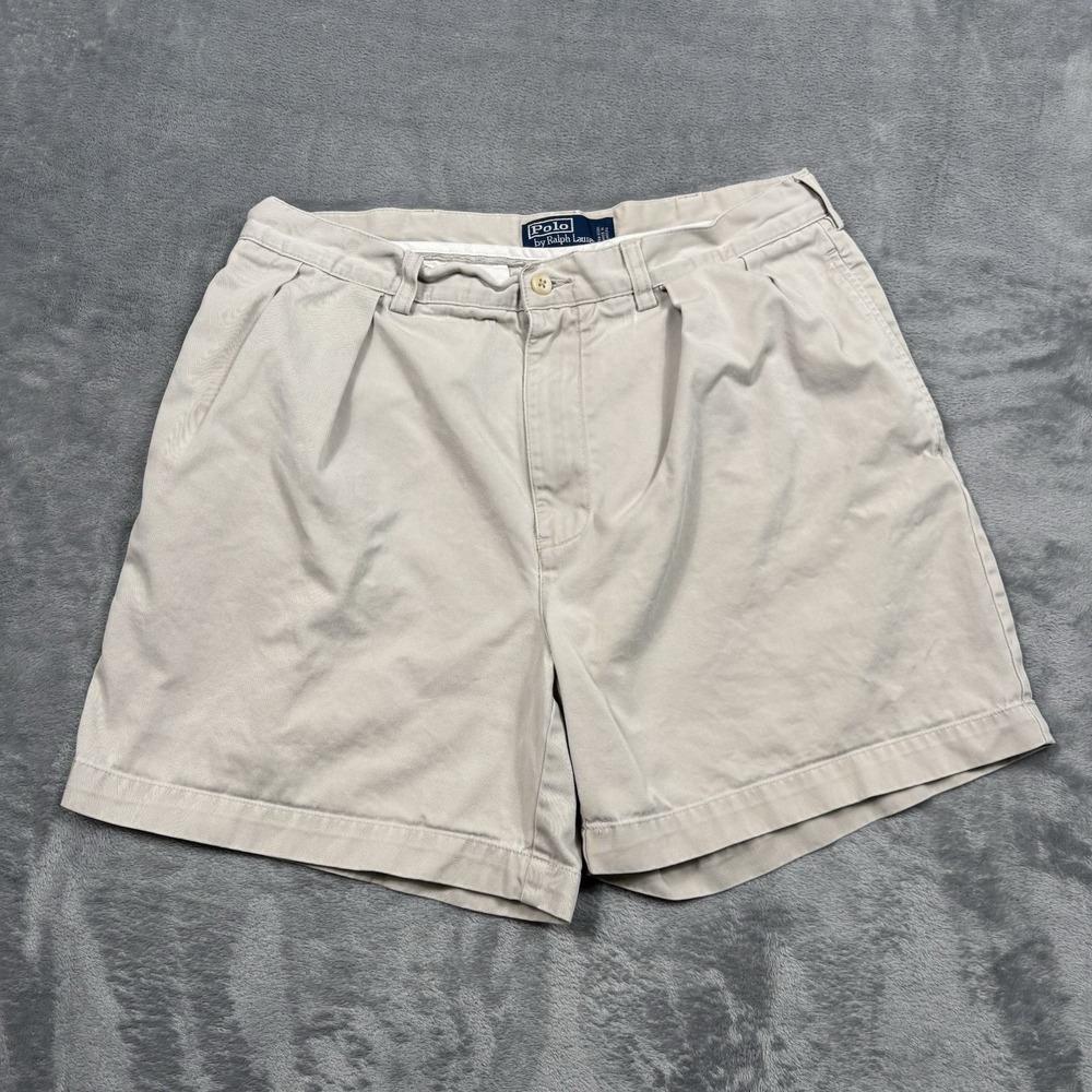 Polo Ralph Lauren Classic Andrew Shorts Pleated 100% Cotton Men Size 33 Vintage
